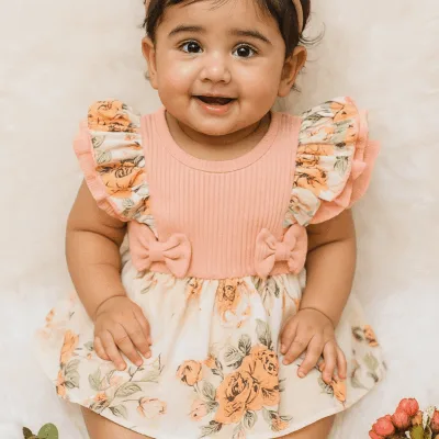 Blossom Baby Dress – Floral Ruffle Frock with Headband