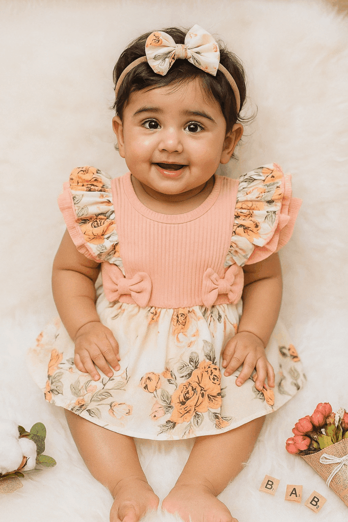 Blossom Baby Dress – Floral Ruffle Frock with Headband