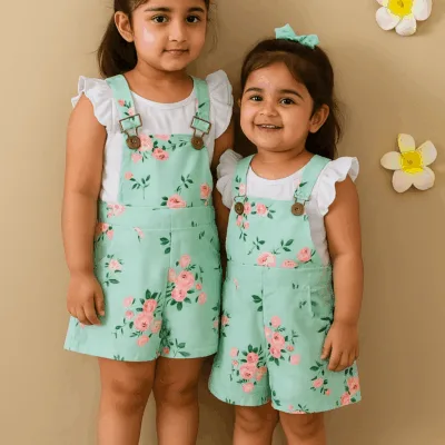 Mint Floral Twin Set – Summer Outfit for Girls