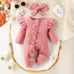 Solid Color Romper For Newborn baby girl (Pink)