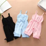 Solid Color Jumpsuit For Girls (Blue)