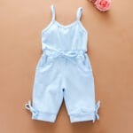 Solid Color Jumpsuit For Girls (Blue)