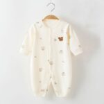 Animal Bear Print Cotton Baby Romper – Unisex | Soft & Snuggly