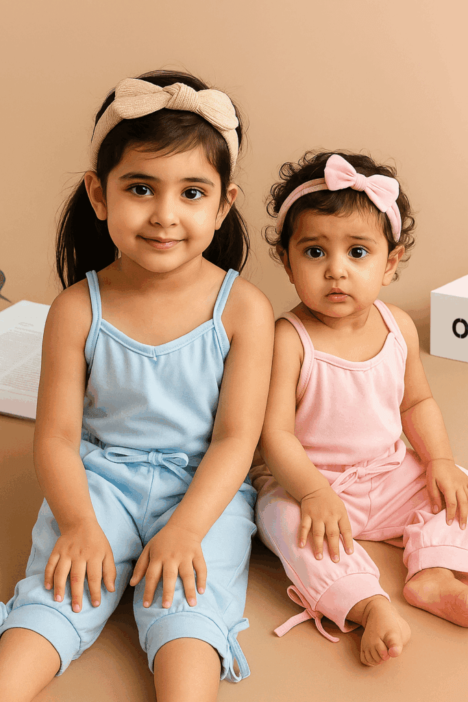 Solid Color Jumpsuit For Girls (Blue)