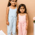 Solid Color Jumpsuit For Girls (Blue)