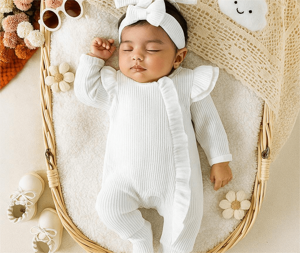 Solid Color Romper For Newborn baby girl (White)