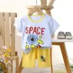 Space Rocket Print T-Shirt and Shorts, Baby and Toddler Boys