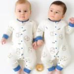 Blue & White Cotton Baby Romper-Unisex Soft & Snuggly